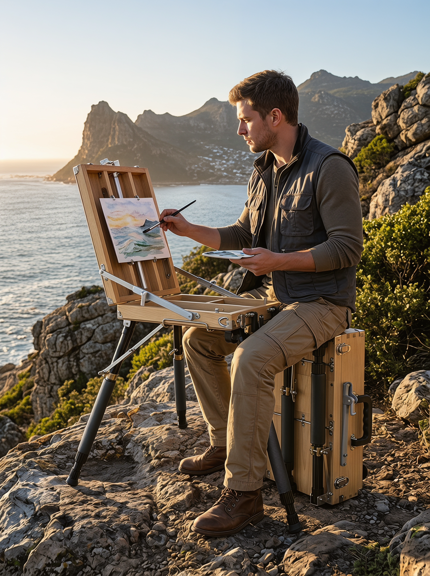 Premium Portable Wooden Watercolor Easel - 图片 6