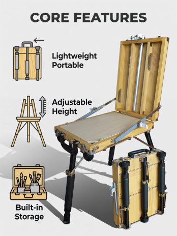 Premium Portable Wooden Watercolor Easel